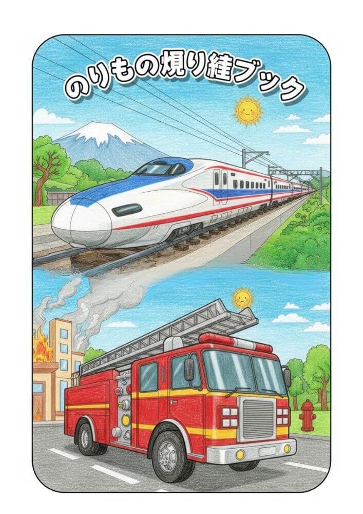 のりものぬりえ 34種類